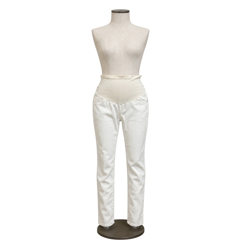 Motherhood Maternity White Skinny Jeans Womens Small Stretch Pants Over Belly